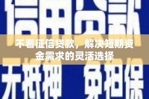 贵溪不看征信贷款，解决短期资金需求的灵活选择