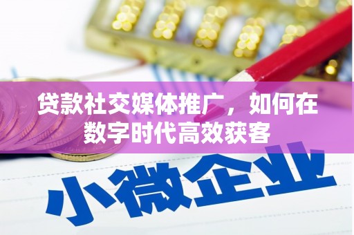 贵溪贷款社交媒体推广，如何在数字时代高效获客