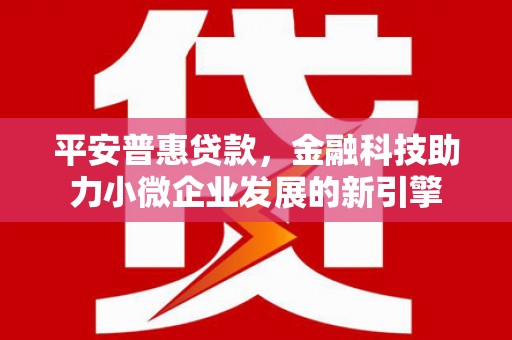 贵溪平安普惠贷款，金融科技助力小微企业发展的新引擎