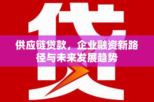 贵溪供应链贷款，企业融资新路径与未来发展趋势