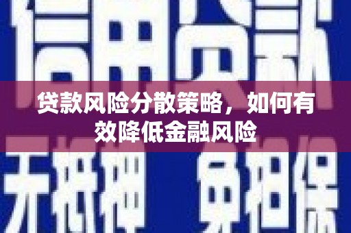 贵溪贷款风险分散策略，如何有效降低金融风险