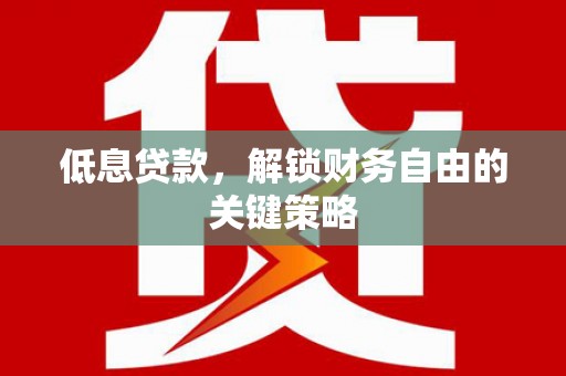 贵溪低息贷款，解锁财务自由的关键策略