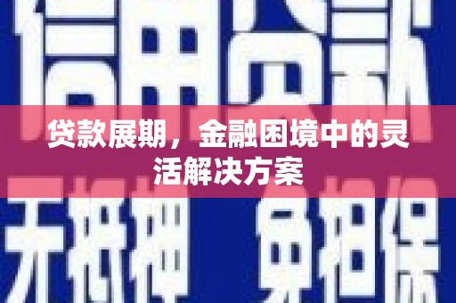 贵溪贷款展期，金融困境中的灵活解决方案