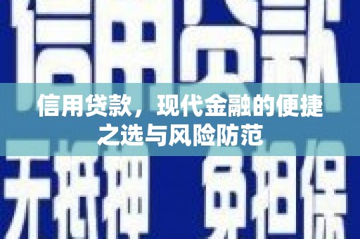 贵溪信用贷款，现代金融的便捷之选与风险防范