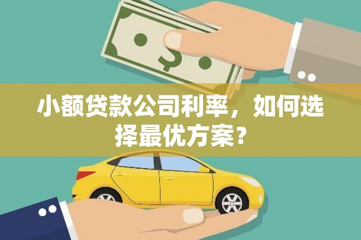 贵溪小额贷款公司利率，如何选择最优方案？