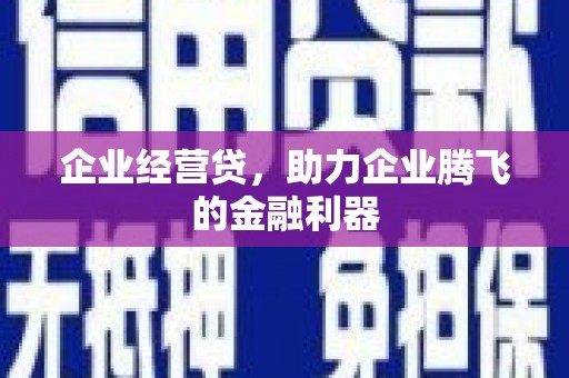 贵溪企业经营贷，助力企业腾飞的金融利器