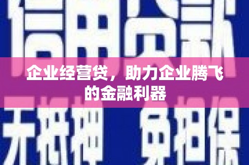 贵溪企业经营贷，助力企业腾飞的金融利器