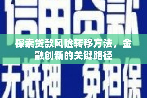 贵溪探索贷款风险转移方法，金融创新的关键路径