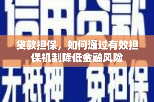 贵溪贷款担保，如何通过有效担保机制降低金融风险