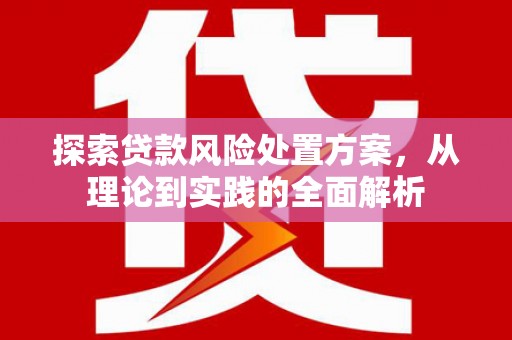 贵溪探索贷款风险处置方案，从理论到实践的全面解析